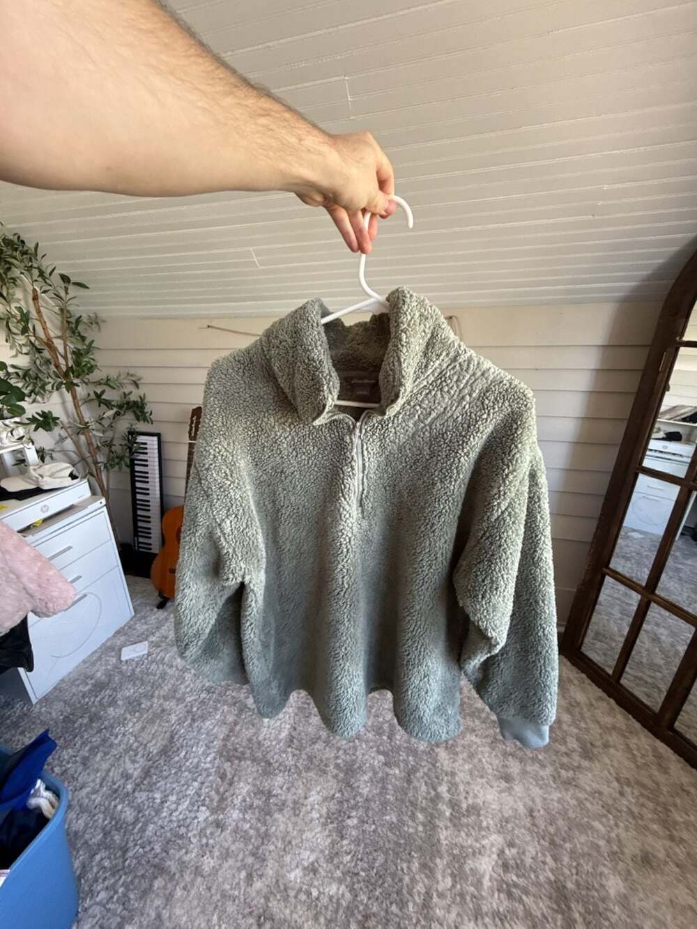 Beautiful Sage Green Oversized Style Sherpa Eddie Bauer Size L